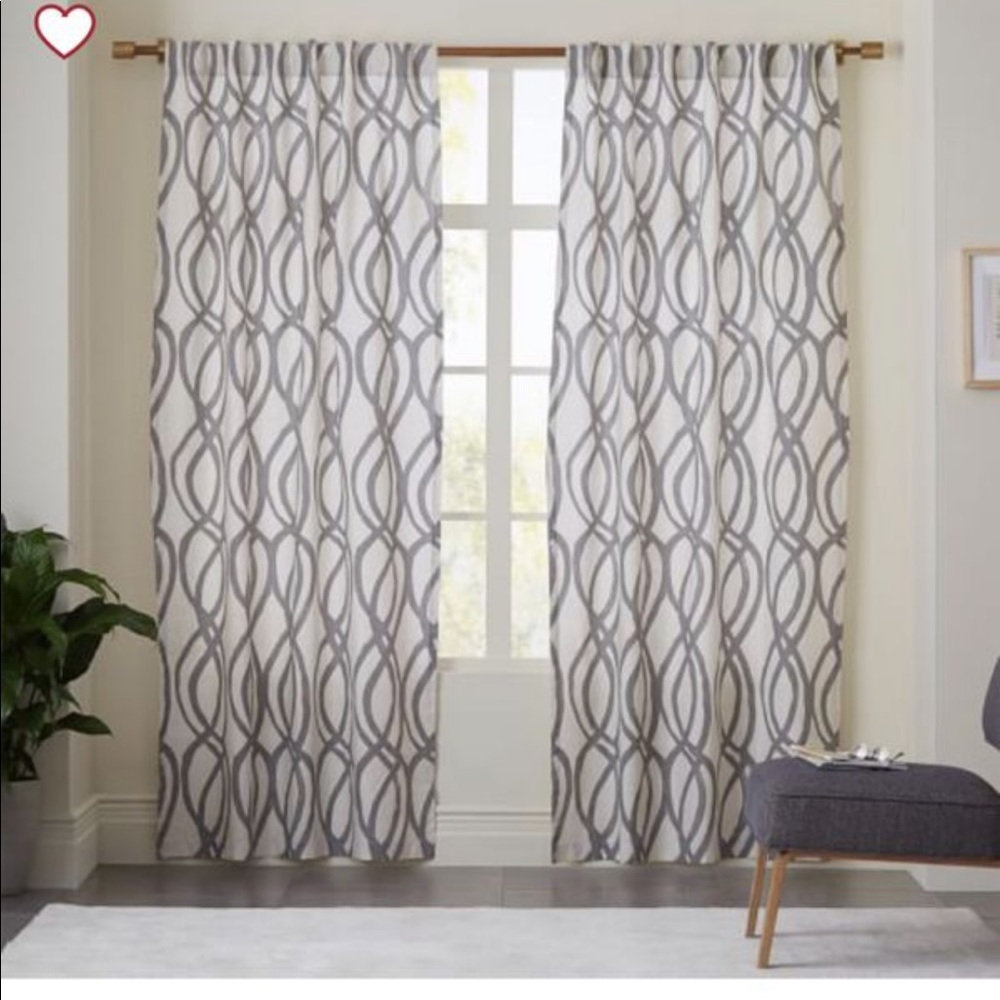West Elm canvas scribble lattice curtains